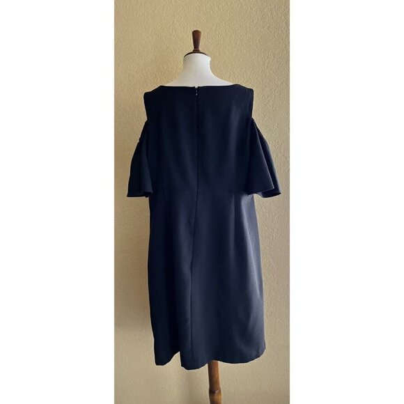 Eliza J Womens Plus Black Cold Shoulder Ruffle Sheath Dress Size 22W - Picture 8 of 11